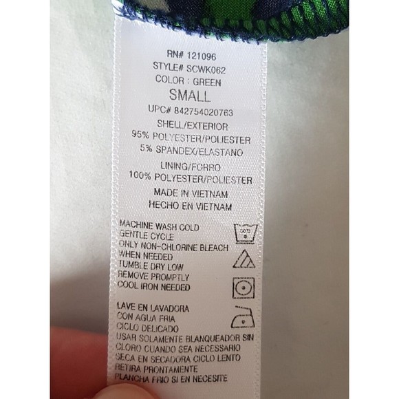 Kiara Womens Dress Size Small Short Sleeve Green Geometric Knot Mini Stretch - Picture 10 of 12